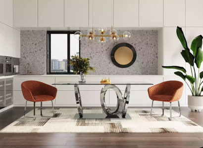 Moderner Designer Esszimmer Esstisch Küchentisch Glasplatte Stil Möbel